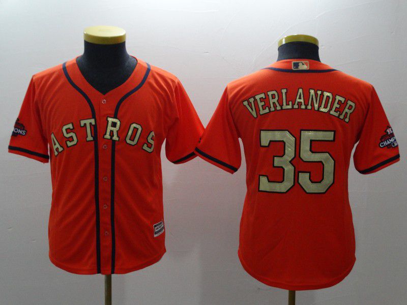 Youth Houston Astros #35 Verlander Orange Champion Edition MLB Jerseys->youth mlb jersey->Youth Jersey
